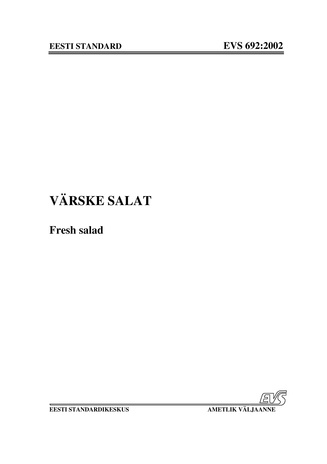 EVS 692:2002 Värske salat = Fresh salad