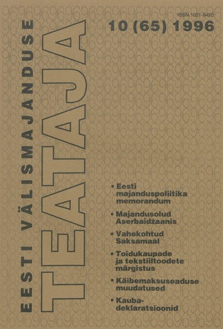 Eesti Välismajanduse Teataja ; 10 (65) 1996