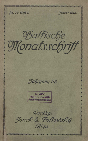 Baltische Monatsschrift ; 1 1912-01