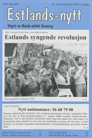 Estlands-nytt : allment tidsskrift for Estlands-interesserte ; 3 (43) 2008-11