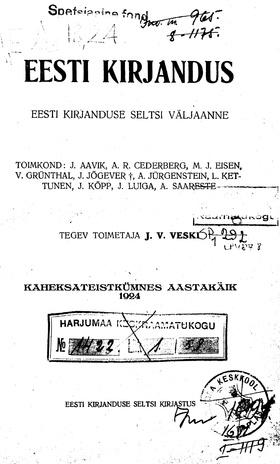 Eesti Kirjandus ; 4 1924
