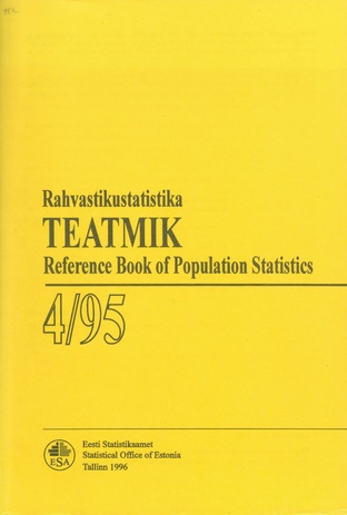 Rahvastikustatistika teatmik = Reference book of population statistics ; 4 1996-04