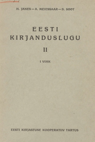 Eesti kirjanduslugu. II