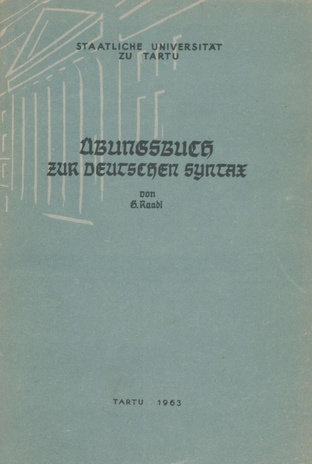 Übungsbuch zur deutschen Syntax