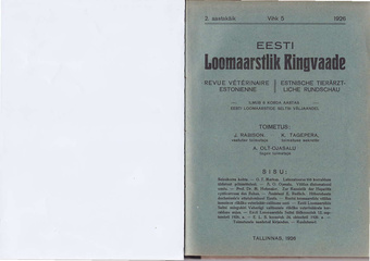 Eesti Loomaarstlik Ringvaade ; 5. vihk 1926