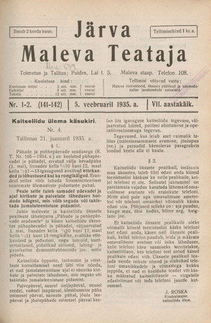 Järva Maleva Teataja ; 1-2 (141-142) 1935-02-05