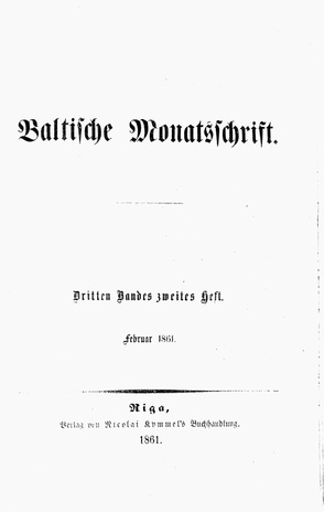 Baltische Monatsschrift ; 2 1861-02