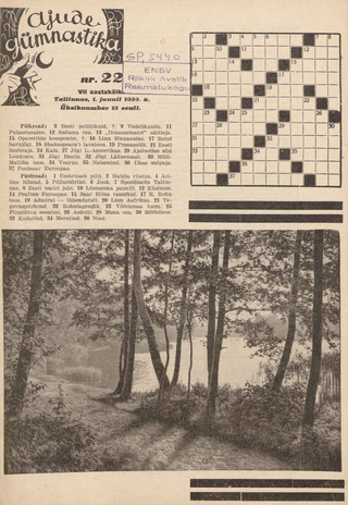 Ajude Gümnastika : ristsõnamõistatuste ajakiri ; 22 1939-06-01