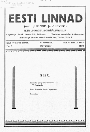 Linnad ja Alevid ; 6 1938-11