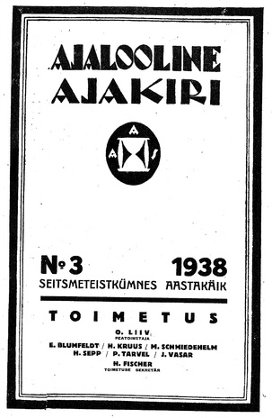 Ajalooline Ajakiri ; 3 1938