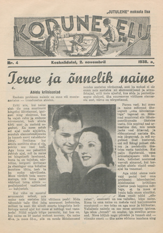Kodune Elu : [kodukultuuri ajakiri] : "Jutulehe" maksuta lisa ; 4 1938-11-02