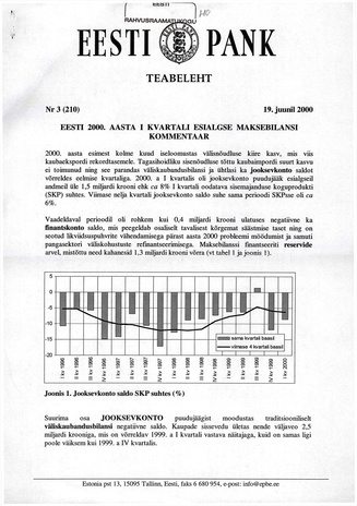 Eesti Pank : teabeleht ; 3 (210) 2000-06-19