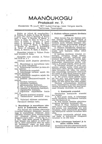 Maanõukogu protokoll nr.7 (15. juuli 1917)