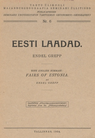 Eesti laadad : with English summary: Fairs of Estonia