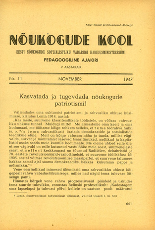 Nõukogude Kool ; 11 1947-11