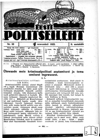 Eesti Politseileht ; 50 1922