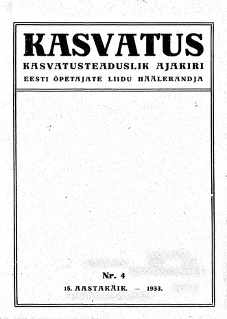 Kasvatus ; 4 1933-04