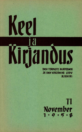Keel ja Kirjandus ; 11 1958-11