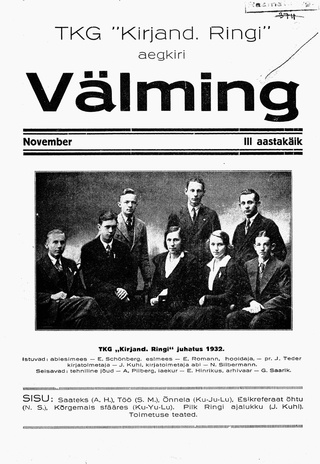 Välming : TKG Kirjand. Ringi aegkiri ; 1 1932-11