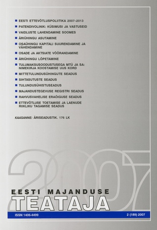 Eesti Majanduse Teataja : majandusajakiri aastast 1991 ; 2 (189) 2007