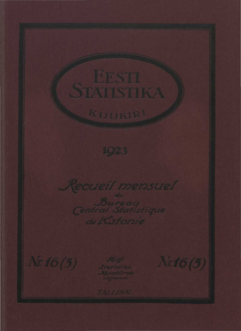 Eesti Statistika : kuukiri ; 16 (5) 1923