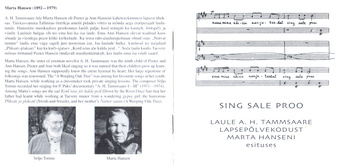 Sing sale proo : laule A. H. Tammsaare lapsepõlvekodust 