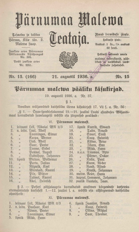 Pärnumaa Maleva Teataja ; 15 (166) 1936-08-21
