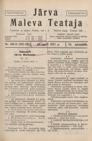 Järva Maleva Teataja ; 13-14 (202-203) 1937-07-18