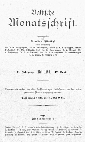 Baltische Monatsschrift ; 5 1899-05