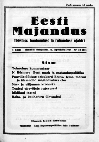 Eesti Majandus ; 38 1924-09-30