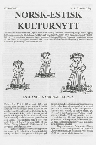 Norsk-Estisk kulturnytt ; 1 1993