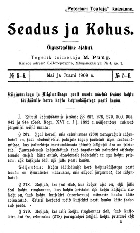 Seadus ja Kohus ; 5-6 1909-05/06