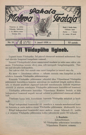 Sakalamaa Maleva Teataja ; 11 1939-06-01