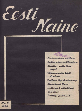 Eesti Naine : naiste ja kodude ajakiri ; 4 1940-04-01