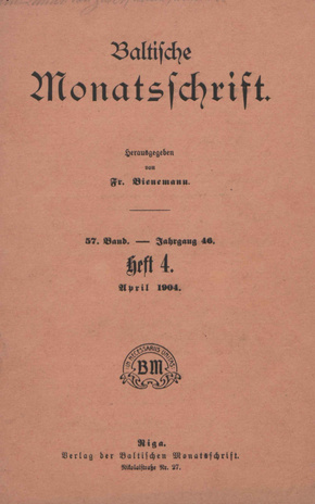 Baltische Monatsschrift ; 4 1904-04