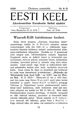 Eesti Keel ; 4-5 1930