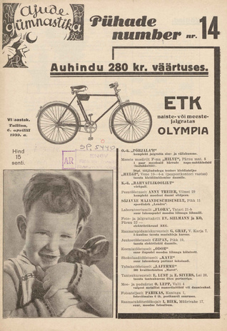 Ajude Gümnastika : ristsõnamõistatuste ajakiri ; 14 1939-04-06