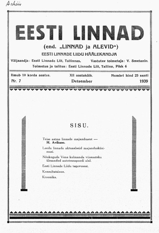 Linnad ja Alevid ; 7 1939-12