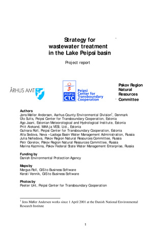 Strategy for wastewater treatment in the Lake Peipsi basin : project report