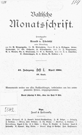 Baltische Monatsschrift ; 4 1900-04