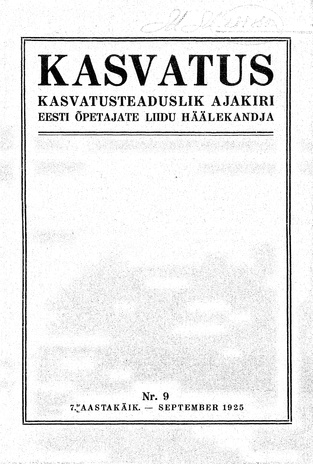 Kasvatus ; 9 1925-09