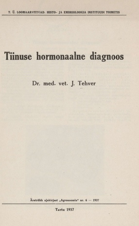 Tiinuse hormonaalne diagnoos