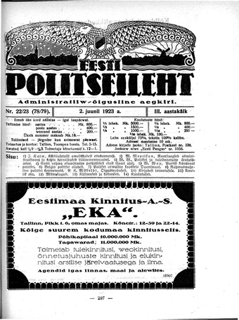 Eesti Politseileht ; 22-23 1923
