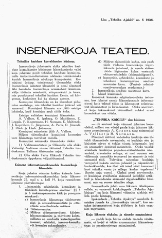 Insenerikoja Teated : ajakiri ; 5 1936