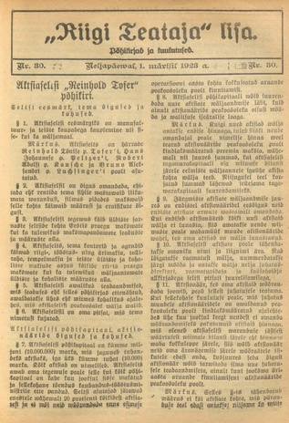 Riigi Teataja Lisa : seaduste alustel avaldatud teadaanded ; 30 1923-03-01