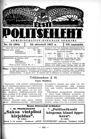 Eesti Politseileht ; 42 1927