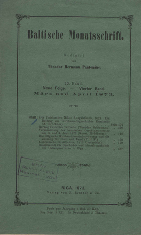 Baltische Monatsschrift ; 1873-03/04