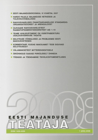 Eesti Majanduse Teataja : majandusajakiri aastast 1991 ; 1 (200) 2008