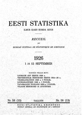 Eesti Statistika : kuukiri ; 58 (13) 1926-09