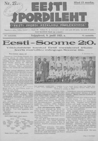 Eesti Spordileht ; 27 1925-07-09